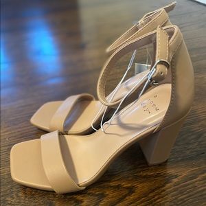 Taupe square toe heel